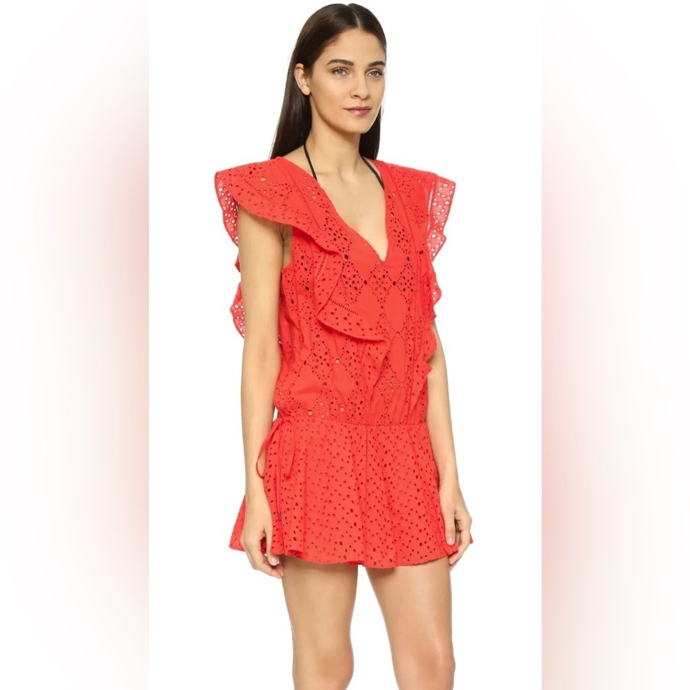 PARKER BEACH Antigua Sleeveless Eyelet 100% Cotton Cover-Up Dress Sz M - Picture 2 of 11
